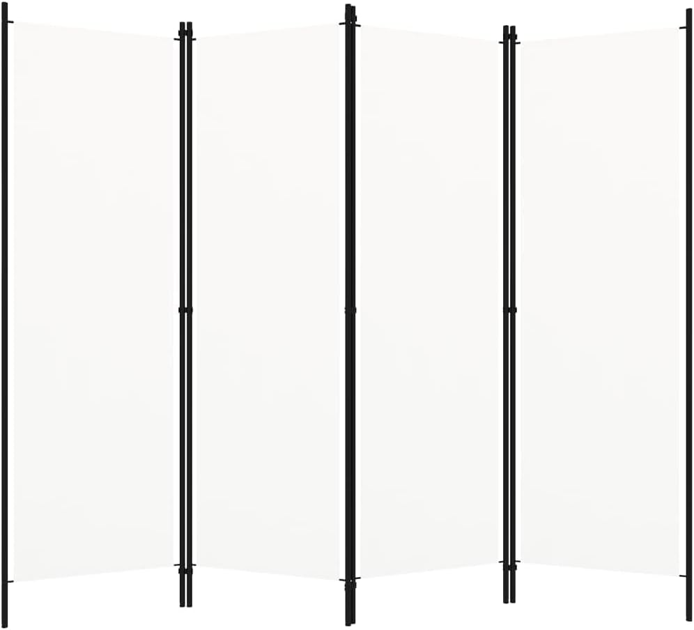4-Panel Room Divider Folding Panel Screen Movable Partition Privacy Separator Wall Furniture Indoor Bedroom Office White 200x180 cm