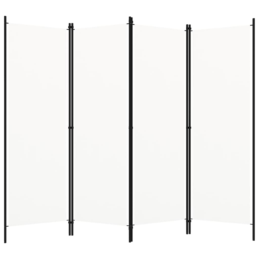 vidaXL 4-Panel Room Divider Folding Panel Screen Movable Partition Privacy Separator Wall Furniture Indoor Bedroom Office White 200x180 cm