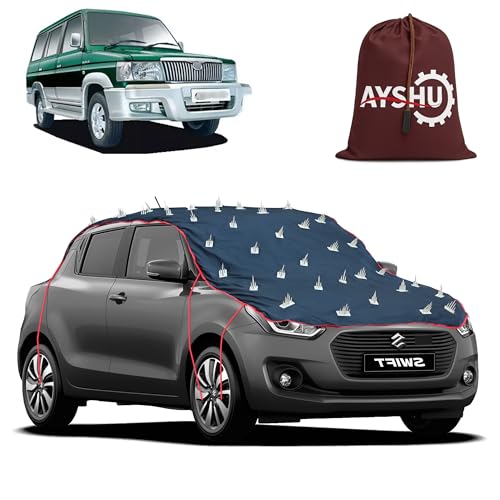 Image of AYSHU Water-Resistant Spike Car Cover for Toyota Qualis - Protects from Dogs, Monkeys, Dust, Sunlight & UV - Full Roof Universal Fit