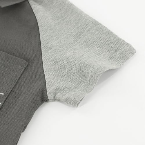 Boys Polo Shirt with Patchwork Style, Short Sleeve Uniform Shirts for Boys4