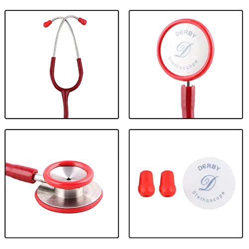 Image of Dr. Tech Classic II SS Stethoscope Heart Beat Monitoring Chest Piece Medical Instrument for Doctors, Nurses (Red)