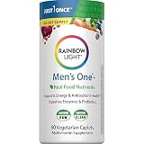 Rainbow Light Mens Multivitamin One + | 60 Caplets | Supports Energy & Antioxidant Health | with Real Food Nutrients, Digestive Enzymes & Probiotics