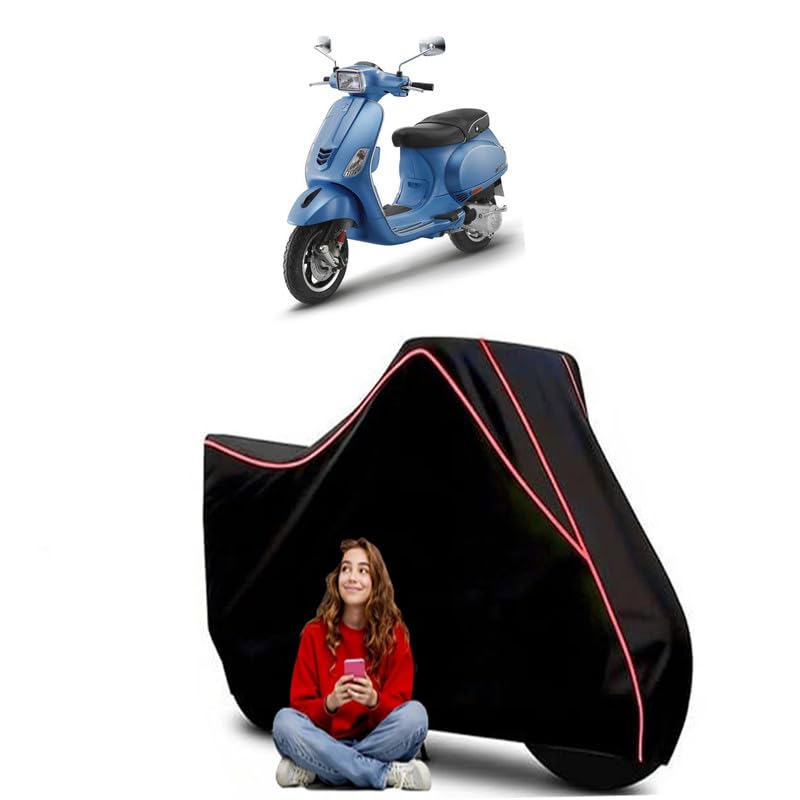 Image of SXL 150 Scooty Bike Cover Water Resistant Outdoor Use Universal Fit Scooters Motorcycles Heavy Duty UV Protection Dust Rain Scratch Resistant Elastic Bottom Black Blue Piping