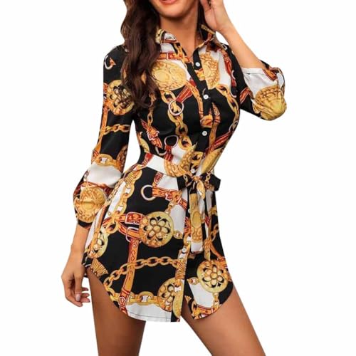 Robe chemise imprimé chaîne chic pour vos sorties et soirées décontractées