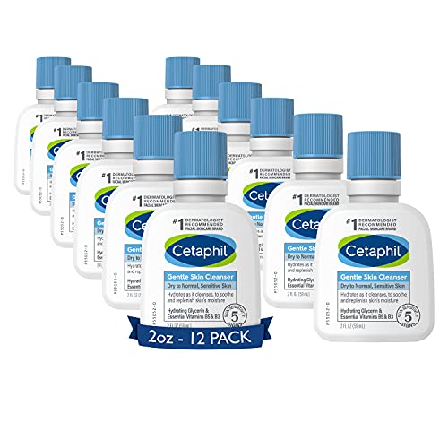 Face Wash by CETAPHIL, Hydrating Gentle Skin Cleanser for Dry to Normal Sensitive Skin, NEW 2 oz 12 Pack, Fragrance Free, Soap Free and Non-Foaming