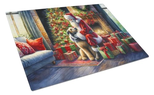 Caroline's Treasures DAC4127LCB Irish Wolfhound and Santa Claus Glass Cutting Board Decorative Tempered Glass Kitchen Cutting and Serving Board Large Size Chopping Board