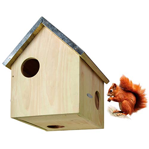 Esschert Abri en Bois et Zinc pour ecureuil 20.5x24x29 cm