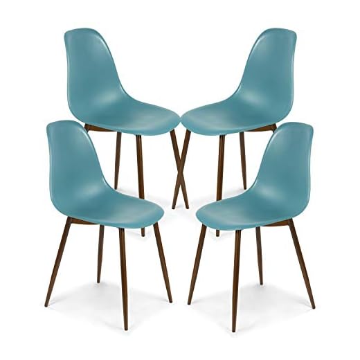 EdgeMod Landon Sculpted Dining Chair in Mod Teal (Set of 4)