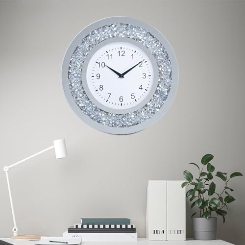 Cuyou WY-04(35RA) Wall Clock Living Room Decor Crushed Diamond Mirror Bathroom Clocks Wall Crystal Decorations thumb #3