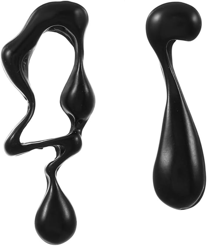 FUTIMELY Irregular Waterdrop Earrings for Women,Melting Liquid Asymmetrical Stainless Steel Drop Earrings Mismatched Earrings