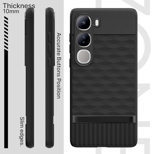 Image of Pikkme Back Cover for Vivo Y300 5G Camera Protection 3D Hexa Cube Design Silicone Protective Bumper Case (Black)