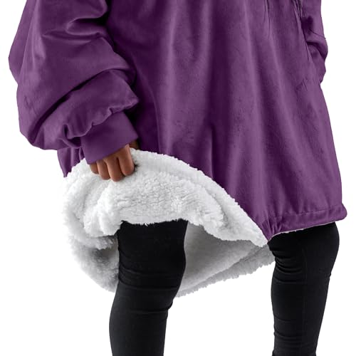 Image of Bare Home Wearable Blanket Hoodie - Soft Plush Sherpa - Warm and Cozy - Oversized Wearable Blanket