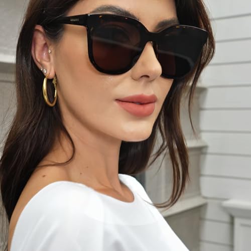 Sunglasses Womens Oversized - Tortoise Shell Acetate Frame, Brown Square Sun Glasses 100% UV400 Protection, Trendy Fashion Shades for Women2