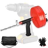 50 Ft Drain Auger,Use Manually or Drill Powered 50 Foot Drain Snake,Heavy Duty Flexible Plumbing Snake,With Gloves and Storage Bag,for Kitchen Sink, Shower Drain