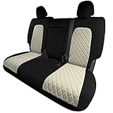 FH Group Custom Fit Car Seat Covers Specifically Made for 2020-2024 Tesla Model Y Ultraflex Neoprene Water Resistant Automotive Seat Covers - Rear Set Beige