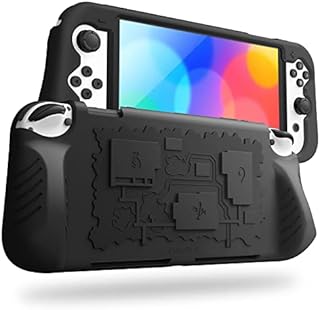 Fintie Etui kompatybilne z Nintendo Switch (model OLED) 2021 wykonane z miękkiego silikonu, antypoślizgowe, odporne na uderzenia etui ochronne z 3 uchwytami na karty do gry, ergonomiczny uchwyt,