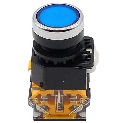Interrupteur bouton-poussoir momentané 22mm avec double contact 1NO 1NC bleu x2