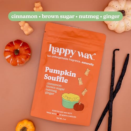 Image of Happy Wax Cozy Pumpkin Collection: Natural, Non-Toxic Scented Soy Wax Melts - Total 6oz Variety Pack: Pumpkin Cashmere, White Cinnamon Pumpkin, Pumpkin Souffle