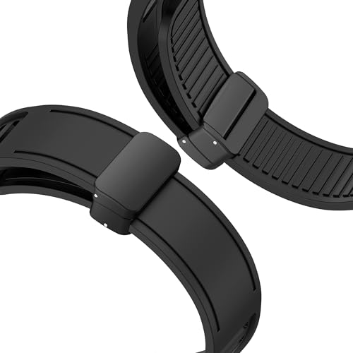 Image of ACM Watch Strap Silicone Belt Magnetic Clasp 22mm compatible with Universal 22mm Size Replacement Strap Smartwatch Band