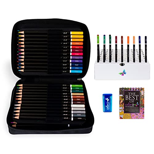 ColorIt 72 Colored Pencils for Artists - Art Tools for Coloring, Drawing & Sketching - Comes with Travel Case, Sharpener & Holder, Plus Bonus Present Box - Colored Pencil Case