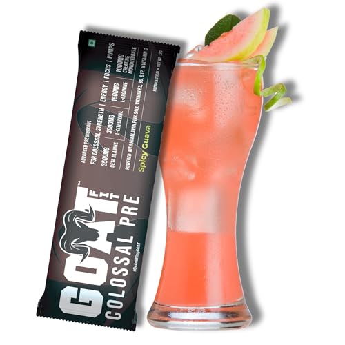 Image of Colossal Pre | PreWorkout Powder (Spicy Guava, 12gm - Single Serving) 200mg Caffeine 3.5g Beta-Alanine 3g Citrulline 1.5g Arginine 1g Creatine with Himalayan Pink Salt