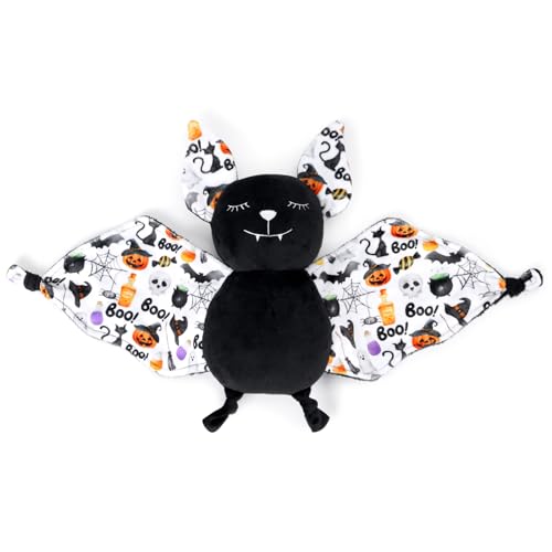 Image of Gicoherero Bat Baby Security Blanket Soft Loveys for Baby Plush Animal Security Blanket Black Stuffed Unisex Minky Dot Newborn Sleeping Plushie Halloween Baby Shower Nightmare Before