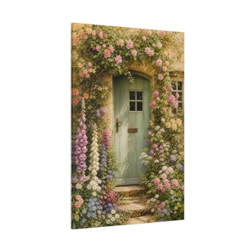 Toile florale pour habiller un grand mur vide de salon rustique
