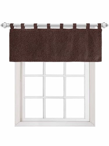 Pinroote Brown Leather Texture Valances for Windows, Tab Top Valance