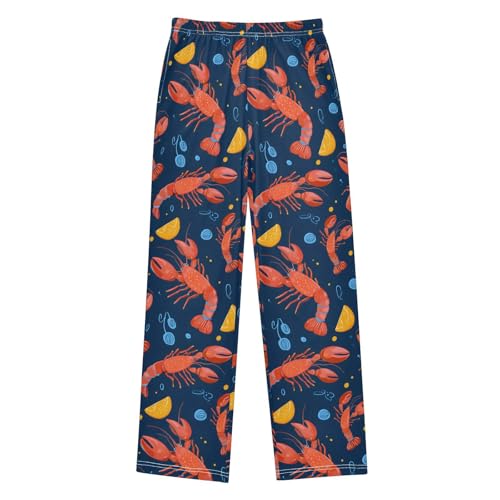ALAZA Lobster Lemon Blue Pajama Lounge Pants Long Sleep Pajama Bottoms with Pockets