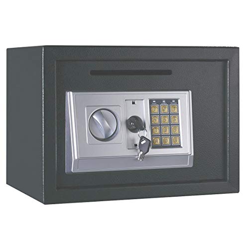 GUHPZA Caja Fuerte Digital para El Hogar, Caja Fuerte Electrónica, Caja De Seguridad De Pared con Llave, Hucha De Pared para Oficina, Hotel, 4,6 L, Color Blanco，16l-Gray