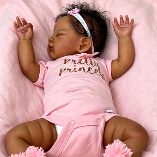 Muñeca Reborn Bebé Birracial Negra 48 cm Realista miniatura 7