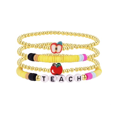 Handmade Beaded Teacher Bracelet Love Teach Inspire Stretch Letter Wristlets Appreciation Gifts Bracelet for Women Teacher Gifts