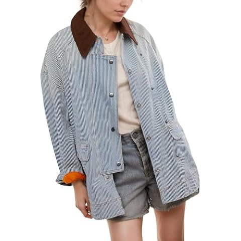 Kedera Women's Oversized Striped Denim Jacket Cover
