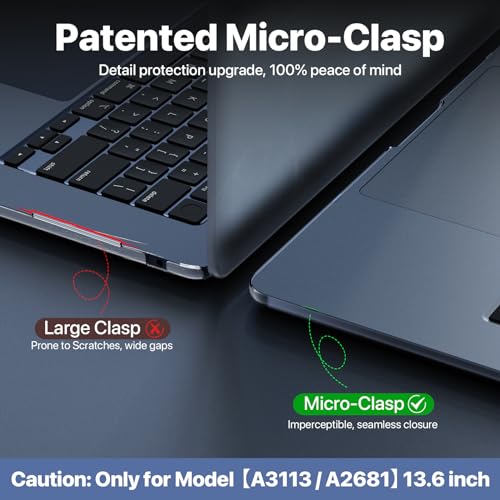 Image of Soonjet Compatible with MacBook Air 13 inch Case, Crystal Clear Shell, Fits 2026-2022 M5 /M4 /M3 /M2,A3449 A3240 A3113 A2681, Color-Matched Transparent Design for MacBook Air 13.6 inch