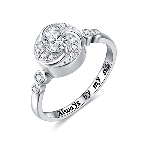 Urn Rings for Cremation Ashes Circle of Life 925 Sterling Silver Always by my side Keepsake Rings Memorial Jewelry for Women (Size 7)