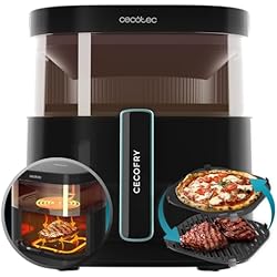 Cecotec Freidora de Aire sin Aceite de 6 L con Ventana Air Fryer Cecofry DuoHeat 6000. 2200 W, Doble Resistencia, Cocción 3D, Grillin Style, 8 Menús, Temperatura Regulable 80-200ºC