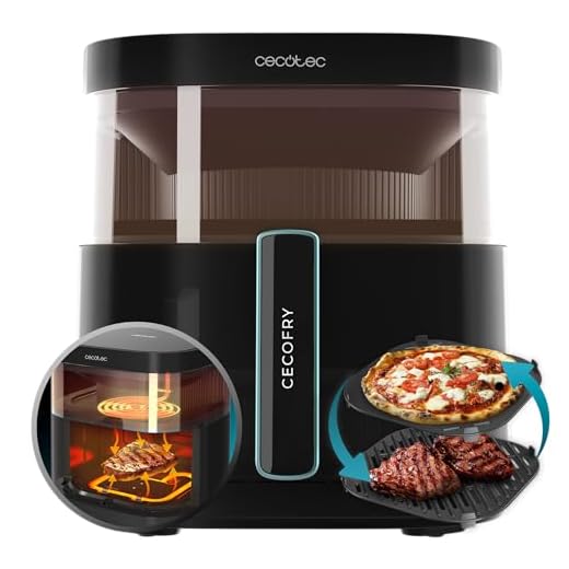 Cecotec Freidora de Aire sin Aceite de 6 L con Ventana Air Fryer Cecofry DuoHeat 6000. 2200 W, Doble Resistencia, Cocción 3D, Grillin Style, 8 Menús, Temperatura Regulable 80-200ºC
