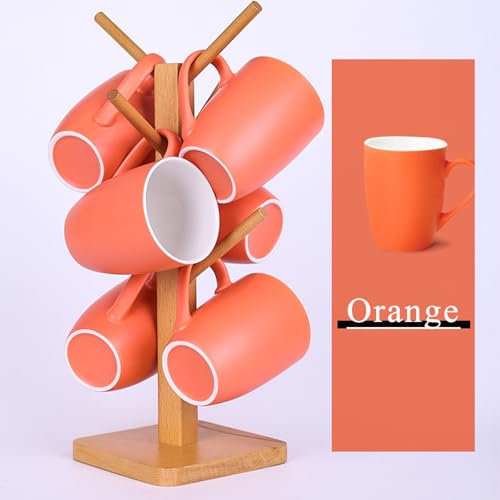 zuduoeoa Coffee Mugs Set of 6, 12oz Ceramic Coffee Mugs with Handle, Matte Porcelain Orange Coffee Mug for Latte, Tea, Cocoa, Cappuccino, Cups for Women Men for Home Restaurant Mug (Orange) by zuduoeoa - Image 6