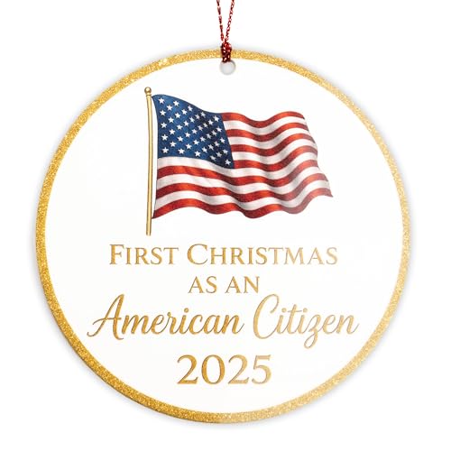 First Christmas as American Citizen Ornament 2025 – Patriotic American Flag Christmas...