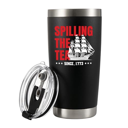 Panvola Spilling The Tea Since 1773 American History Cup Tumbler 20oz Black