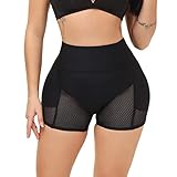 Homgro Women's Butt Lifter Padded Underwear Hip Enhancer Shapewear Shorts Mesh High Waisted Tummy Control Body Shaper Panties Hip Dip Seamless Black1 8-10