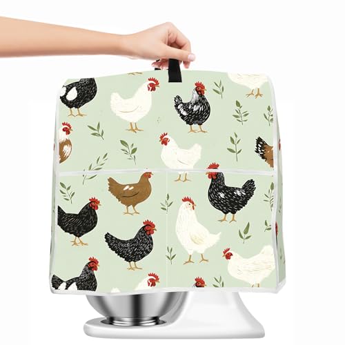 Image of Kitchen Dust Cover Compatible with 4.5 5 6 8 quart Stand Mixer, Kitchen Appliance Protective Covers with Top Handle and Pocket (Chicken, For 4.5 qt and All 5 qt Mixer)
