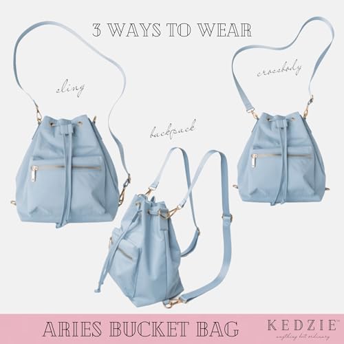 Image of KEDZIE Aries Convertible Bucket Bag 3-Way Backpack Crossbody Strap Purse for Women