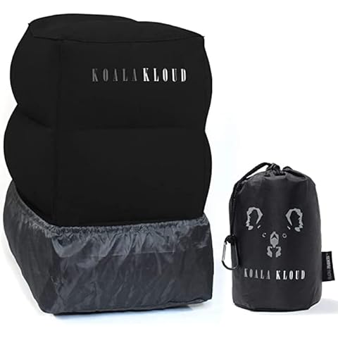 Koala Kloud Travel Foot Rest - Inflatable Foot Rest Pillow, Airplane Footrest for Flights, Car Seat Foot Rest, Airplane Bed for Toddler Airplane Travel Essentials Kids Travel Accessories, Black Cover