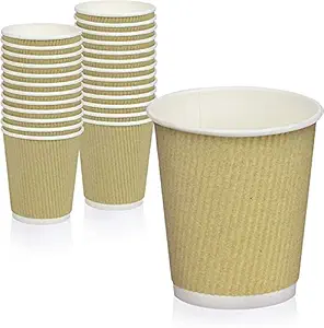 SEZ Premium Ripple Paper Cups for Wedding Event and Office Use(Brown,240 Ml) (Pack of 500)