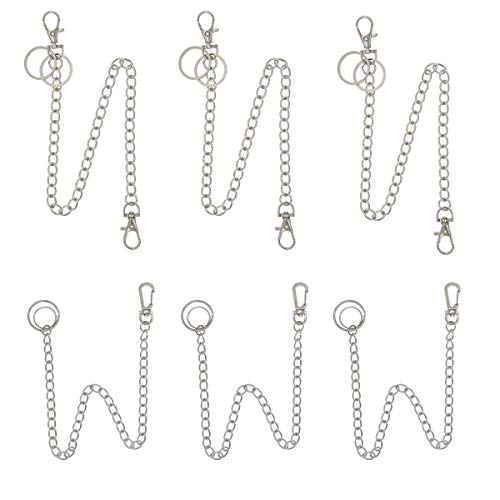 Schlüsselkette Hosenkette,Qiundar 6 Pcs 43cm Schlüsselanhänger Kette Silber Geldbeutel Kette Gliederkette mit Karabinerhaken Jeans Kette Cover