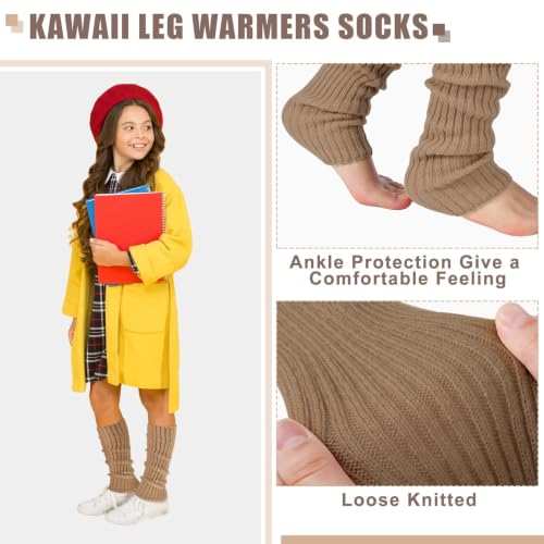 Image of Sintege 6 Pairs Leg Warmers for Girls Women | Kawaii Japanese Style Design, Soft Knitted Slouchy Boot Socks, Cute School Outfits Accessory for Girls, Lolita Costume