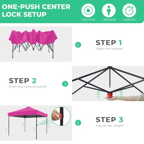 Image of JEAREY 10x10 Pop Up Canopy Tent, Easy Up Outdoor Market Canopy, Rose Pink