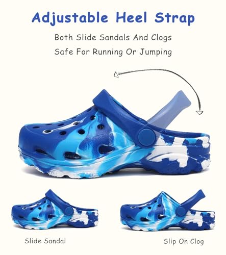 Image of Boys and Girls Tie Dye Clogs for Kids,Unisex Eva Mules for Big Kid,Little Kid,Boy and Girl Closed Toe Slide Sandals,Black and White