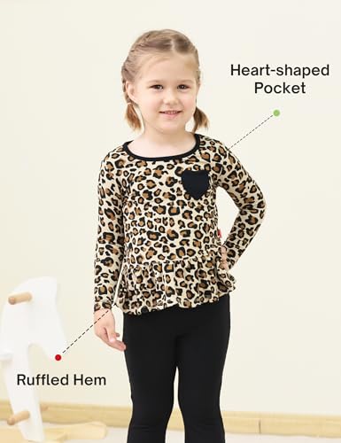 Image of Bamboo Viscose Toddler Girl Blouse Top Long Sleeve Ruffle Hem Shirt for Girls